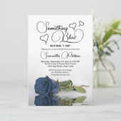 Invitation Rose bleu acier Quelque chose Fête des mariées ble (Debout devant)