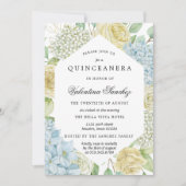 Invitation Rose bleu blanc Hydrangea Quinceanera (Devant)