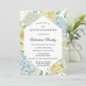 Invitation Rose bleu blanc Hydrangea Quinceanera (Debout devant)