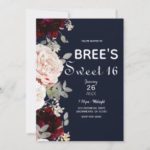 Invitation Rose bleu bleu marine et brun bleu bordeaux 16