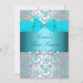 Invitation Rose bleu Bow Sweet sixteen (Devant)