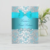 Invitation Rose bleu Bow Sweet sixteen (Debout devant)