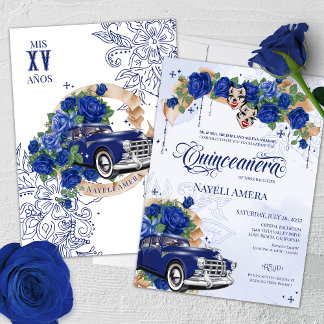 Invitation Rose bleu Chola Oldie Lowrider Chicana Quinceanera