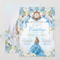Rose bleu Cinderella Royal Princesse Quinceanera