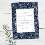 Invitation Rose bleu classique tous en un Mariage