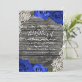 Invitation Rose Bleu Crème Rustique Mariage en dentelle d'ivo (Debout devant)