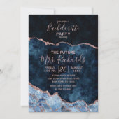 Invitation Rose bleu de la marine Gold Bachelorette Party Inv (Devant)