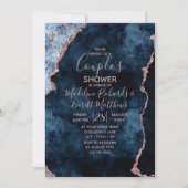 Invitation Rose bleu de la marine Gold Chic Wedding shower In (Devant)