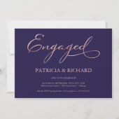 Invitation Rose bleu de la marine Gold Script (Devant)