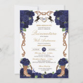 Invitation Rose bleu de la marine Western Charro Quinceañera (Devant)