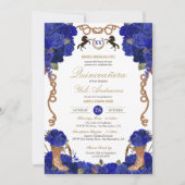 Invitation Rose bleu de la Royal Navy Western Charro Quinceañ (Devant)