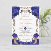 Invitation Rose bleu de la Royal Navy Western Charro Quinceañ (Debout devant)