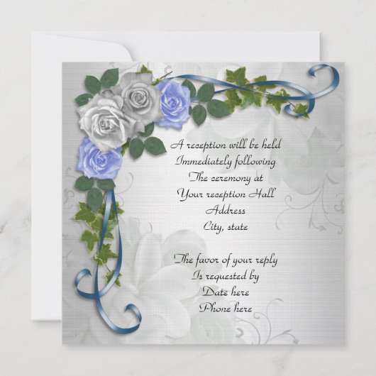 Invitation Rose bleu élégant (Dos)