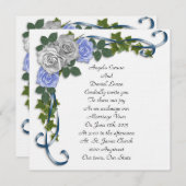 Invitation Rose bleu élégant (Devant / Derrière)