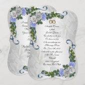 Invitation Rose bleu élégant (Devant / Derrière)