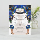 Invitation Rose Bleu élégant Occidental Charro Quinceañera (Debout devant)