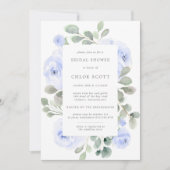 Invitation Rose bleu Fête des mariées botanique fleurie (Devant)