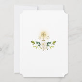Invitation Rose bleu Floral Or Twins Première Communion Saint (Dos)