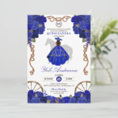 Invitation Rose bleu Floral Ouest Charra Quinceañera (Debout devant)