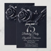 Invitation Rose Bleu foncé Gothique 75e Anniversaire (Devant / Derrière)