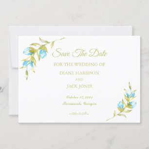 Invitation Rose Bleu Mariage Enregistrer La Date
