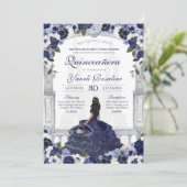 Invitation Rose bleu marine Elegant Charro Princesse Quincean (Debout devant)