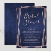 Invitation Rose bleu marine Fête des mariées géométrique (Devant / Derrière)