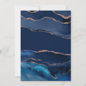 Invitation Rose bleu marine Gold Agate Marbre Mariage Invitat (Dos)