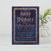 Invitation Rose bleu marine Gold Confetti Baby Sprinkle Douch (Debout devant)