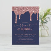 Invitation Rose bleu marine Parties scintillant or Drives Bru (Debout devant)