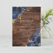 Invitation Rose bleu marine robe or Rustique Quinceanera Part (Debout devant)