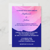 Invitation Rose bleu marine rose QR Code Cool Mariage (Devant)