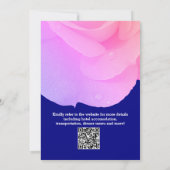 Invitation Rose bleu marine rose QR Code Cool Mariage (Dos)