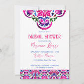 Invitation Rose bleu mexicain tuiles modèle douche nuptiale (Devant)