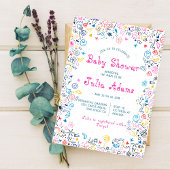 Invitation Rose bleu mignonne adorable Doodle Funny Toy Baby