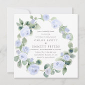 Invitation Rose bleu rustique Floral Eucalyptus Mariage (Devant)