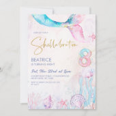 Invitation Rose Bleu Sous la Mer Shellabrate 8e Anniversaire (Devant)