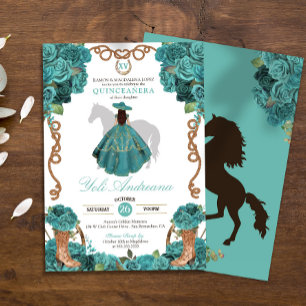 Invitation Rose bleu turquoise Charra Vestidos Quinceanera