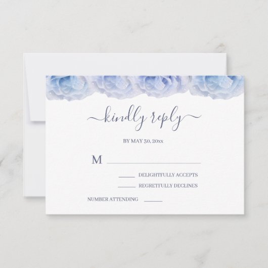 Invitation Rose Bleu Violet Pastel Élégant Mariage RSVP (Devant)