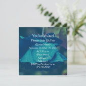 Invitation Rose Bleue Avec Fleurs De Gouttes De Pluie (Debout devant)