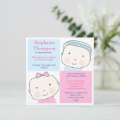 Invitation rose bleue de baby shower de fille (Debout devant)