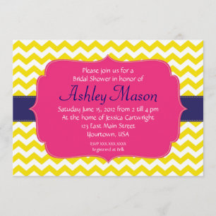 Invitation rose, bleue et jaune de douche de