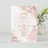 Invitation Rose Blush Boho Floral Quinceañera 15e anniversair (Debout devant)