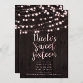 Invitation Rose Blush Brown Rustique Bois et lumières doux 16 (Devant / Derrière)