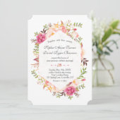 Invitation Rose Blush Floral Dusty bleu Mariage géométrique (Debout devant)