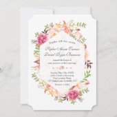 Invitation Rose Blush Floral Dusty bleu Mariage géométrique (Devant)