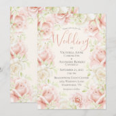 Invitation Rose Blush Floral Élégant Mariage romantique (Devant / Derrière)