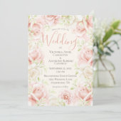 Invitation Rose Blush Floral Élégant Mariage romantique (Debout devant)