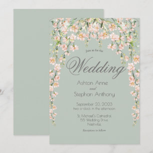 Invitation Rose Blush Floral Fleur sauvage Chic Mariage éléga
