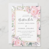 Invitation Rose Blush Floral Nuestra Boda Mariage espagnol (Devant)